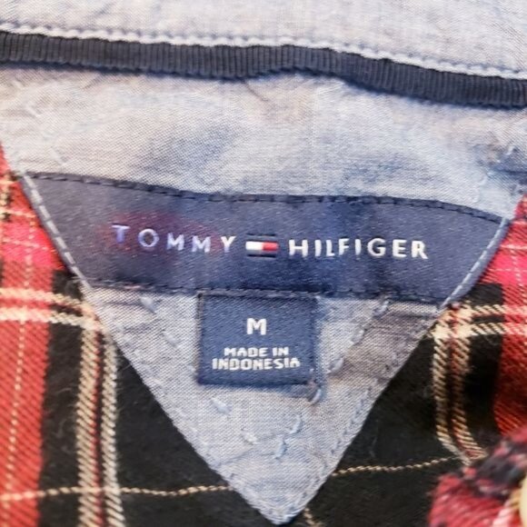 Tommy Hilfiger Red & Black Plaid Flannel Convertible Top Women's Size Medium - Picture 7 of 8